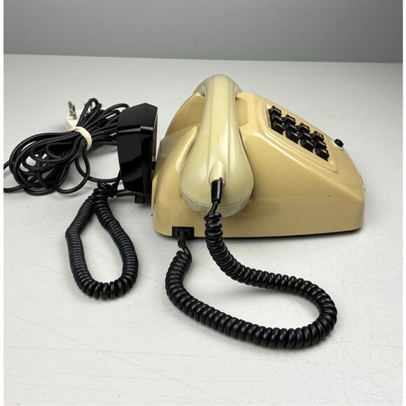 Vtg Ericsson PTT T65-TDK Dutch Beige Touch Tone Telephone w/ Microphone Handset - Picture 5 of 10